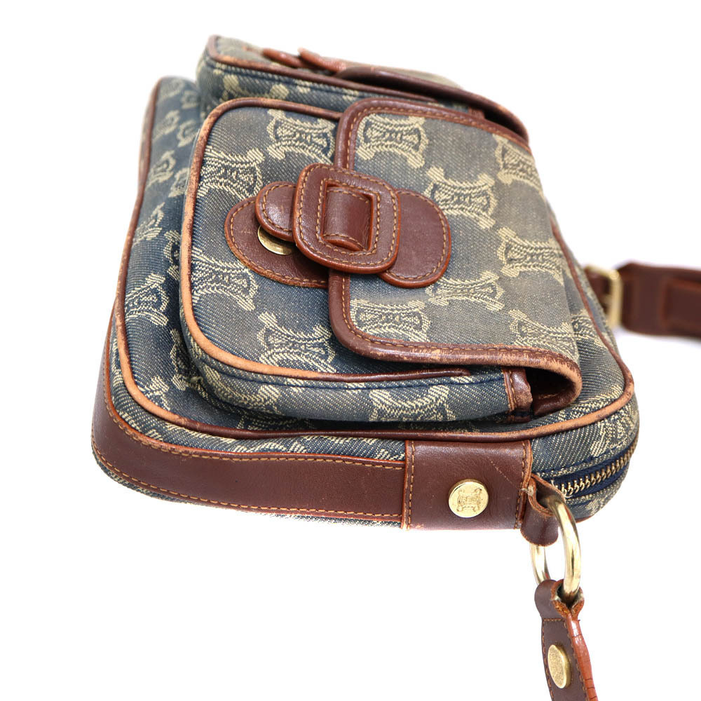 Celine shoulder bag leather denim Navy Blue brown - Picture 3 of 6